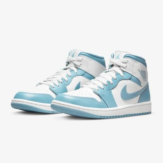 Nike women's air jordan 1 mid (university blue unc (2022)/ white/ worn blue/ sail/ white) men us 8-1