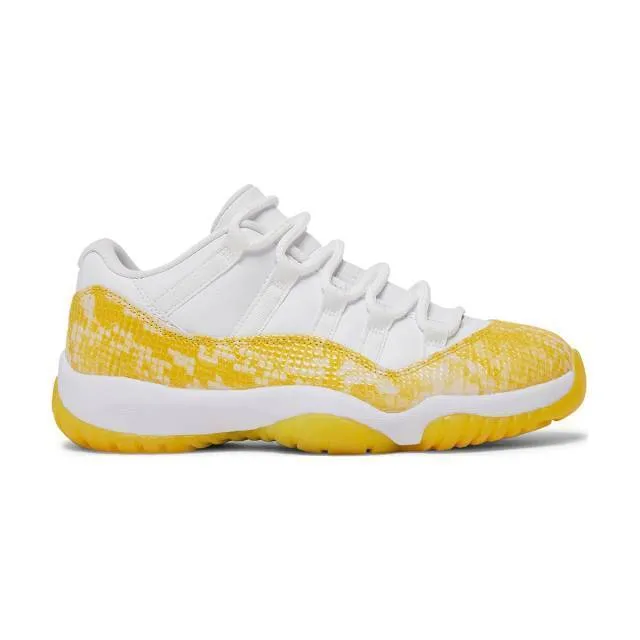 Nike women's air jordan 11 low (yellow snakeskin/ white/ tour yellow/ sail) sizes 6-10 ah7860-107