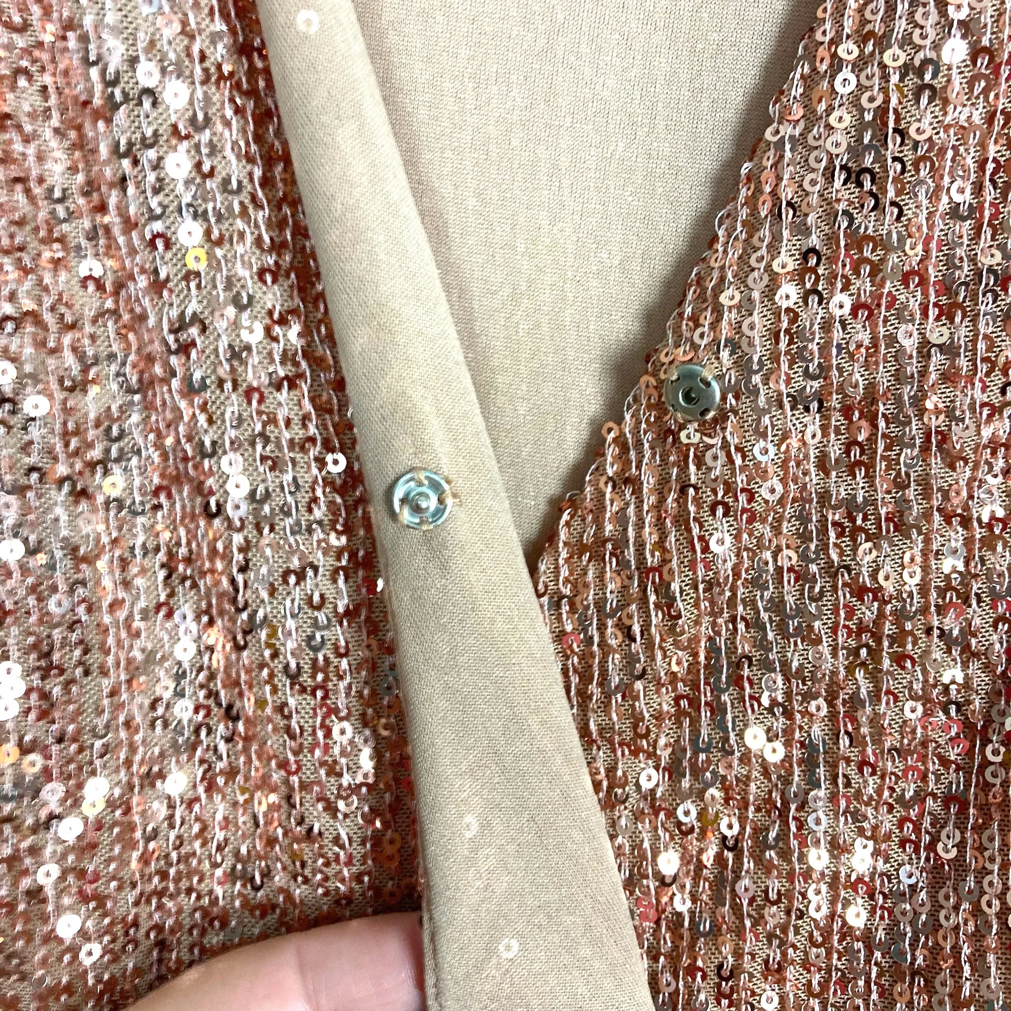 PINK DESERT ROSE GOLD SEQUIN WRAP DRESS- SIZE XL ( ONLINE)