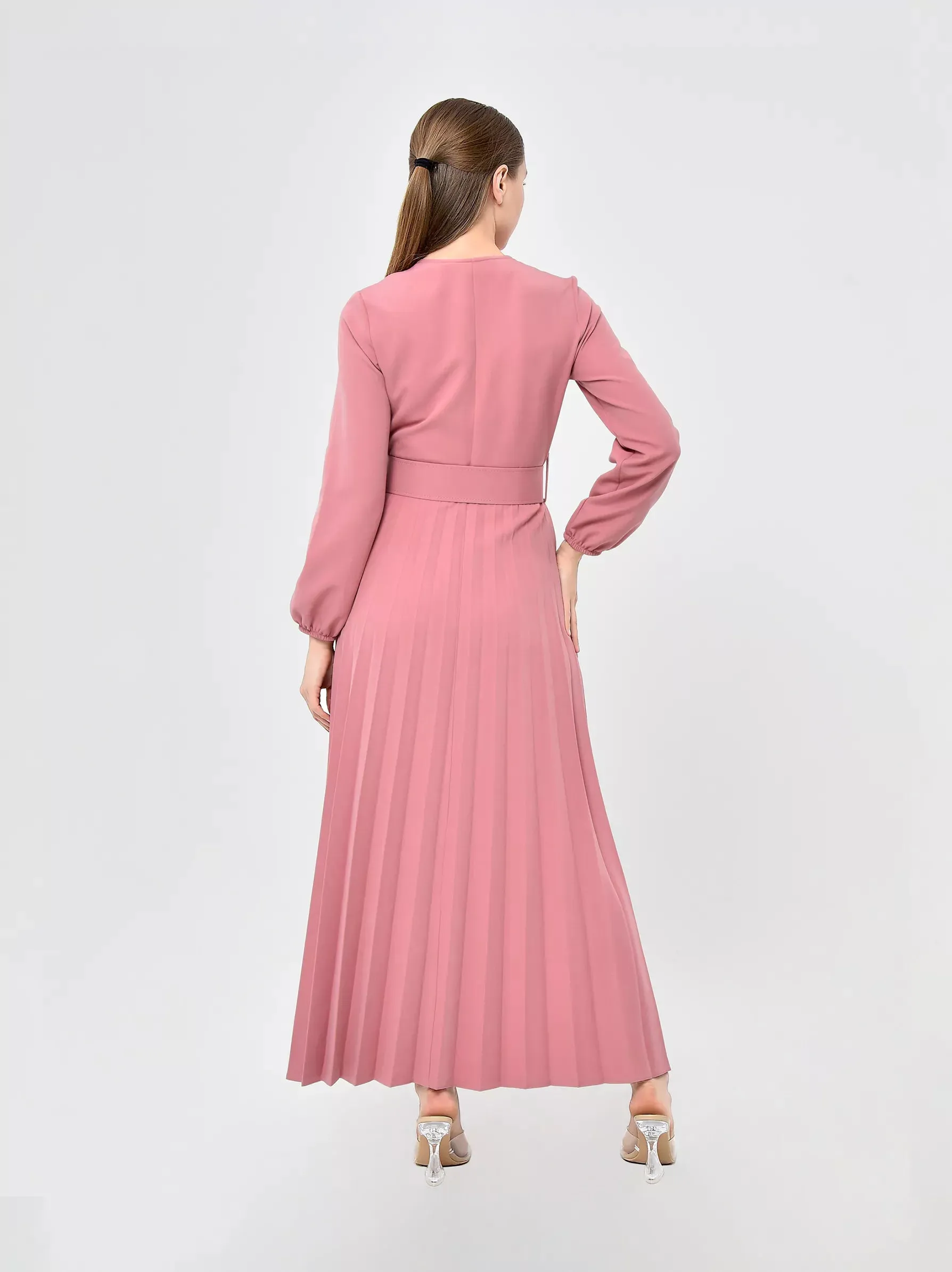 Pink Wrap Embroidery Detailed Maxi Dress