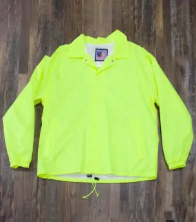 Police Public Safety | Waterproof Safety Green Windbreaker | Waterproof Neon Yellow Flannel Lined Coach Jacket