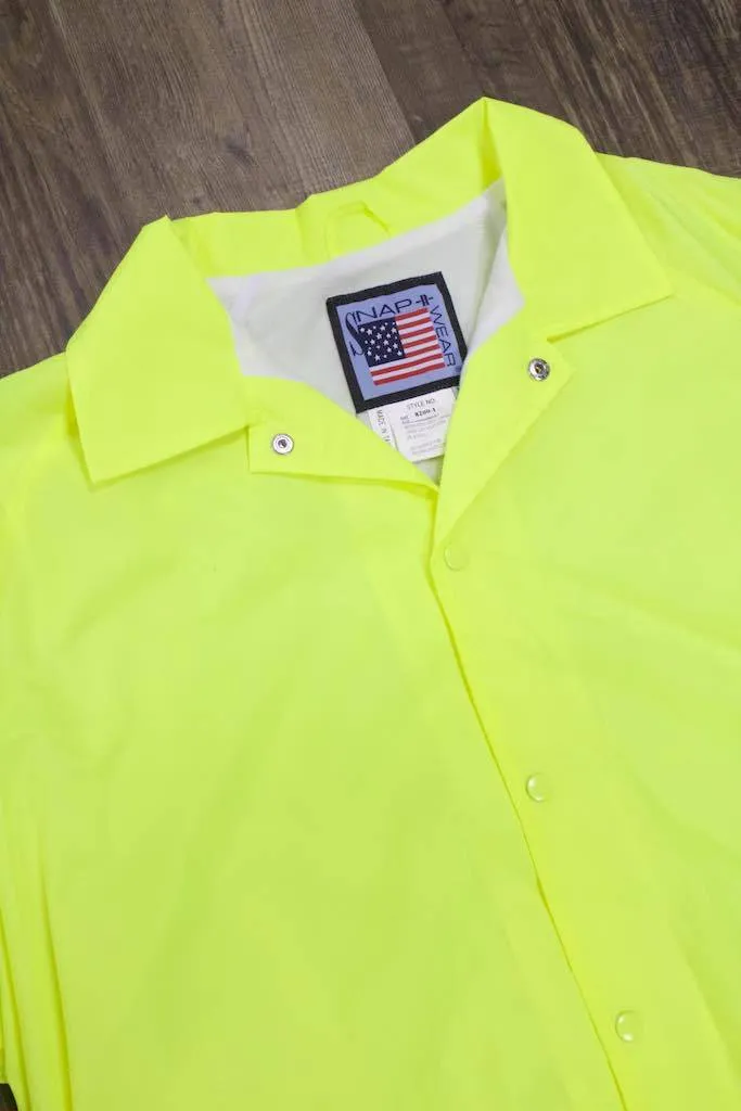 Police Public Safety | Waterproof Safety Green Windbreaker | Waterproof Neon Yellow Flannel Lined Coach Jacket