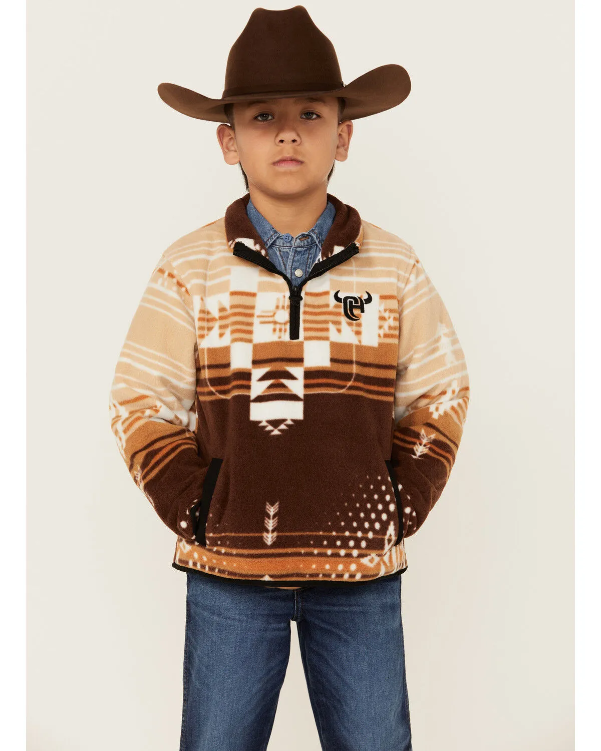 Product Name:  Cowboy Hardware Boys' Cadet Southwestern Print Polar Fleece Pullover