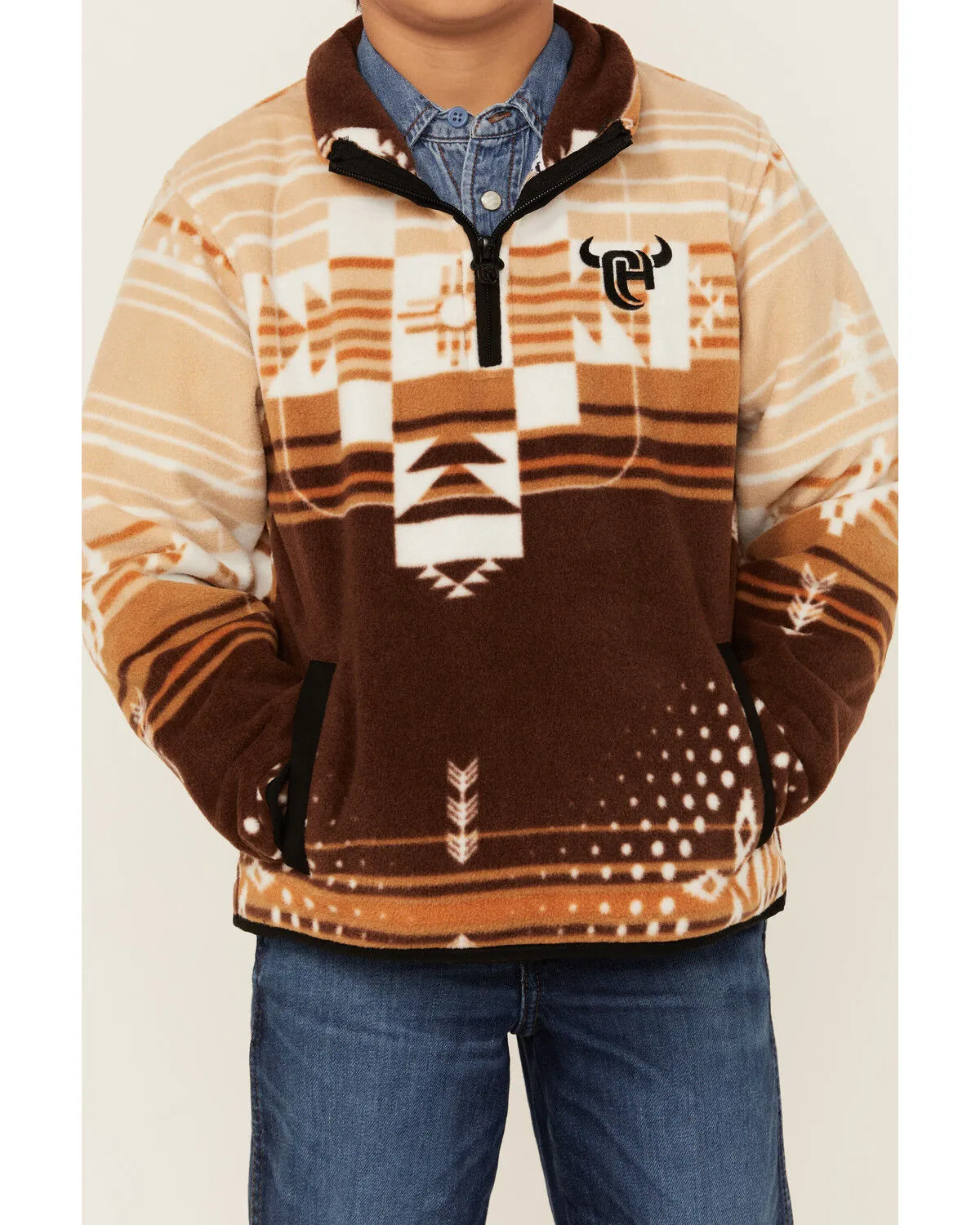 Product Name:  Cowboy Hardware Boys' Cadet Southwestern Print Polar Fleece Pullover