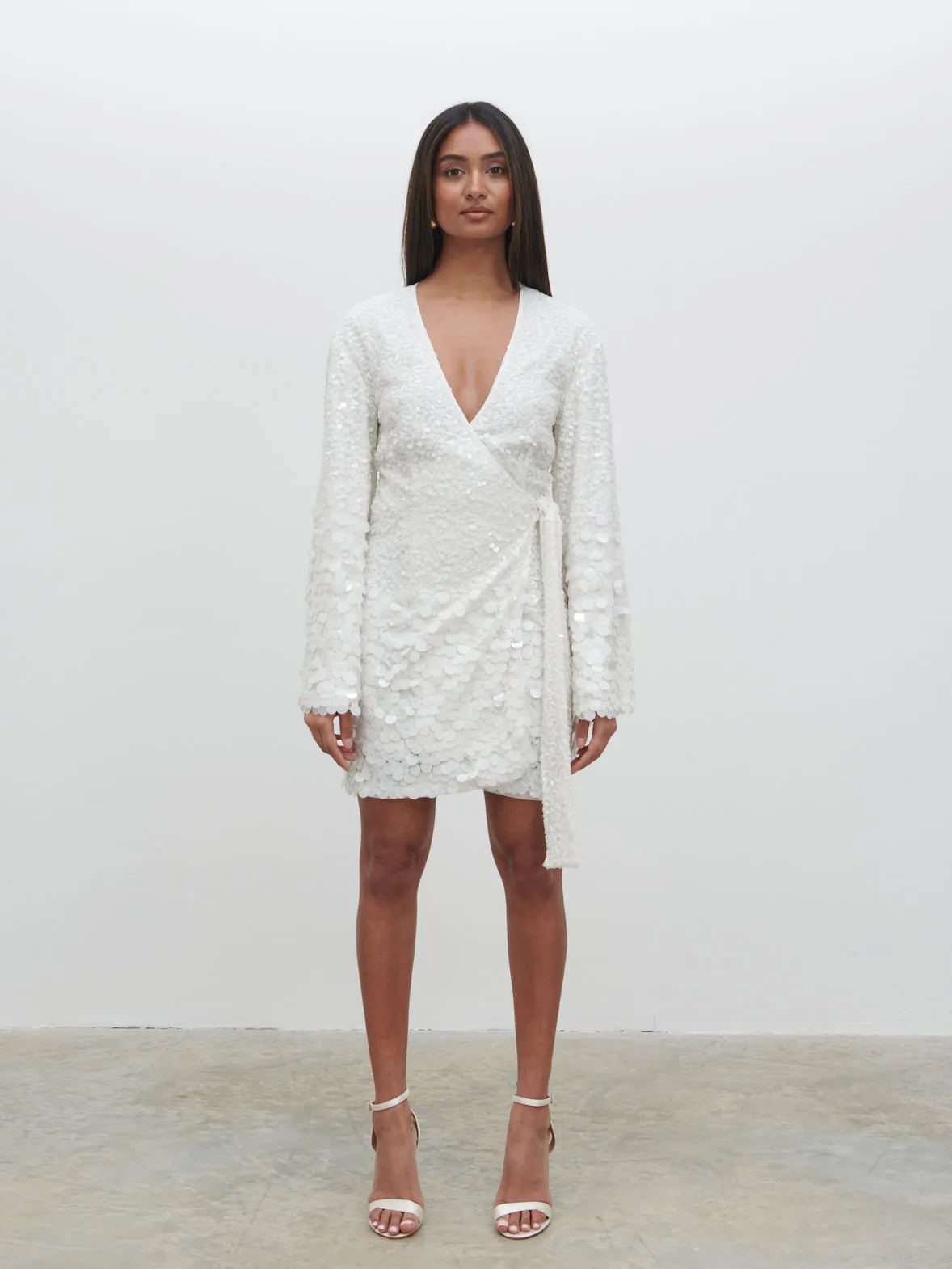 Provence Wrap Sequin Dress - Ivory