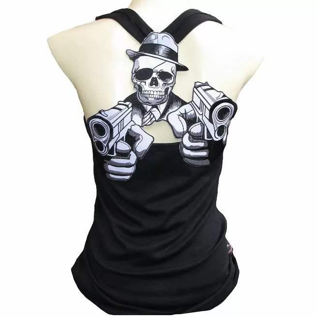 Punk Skull Tank Top: 2 Guns Skull Tank Top - Rebelsmarket