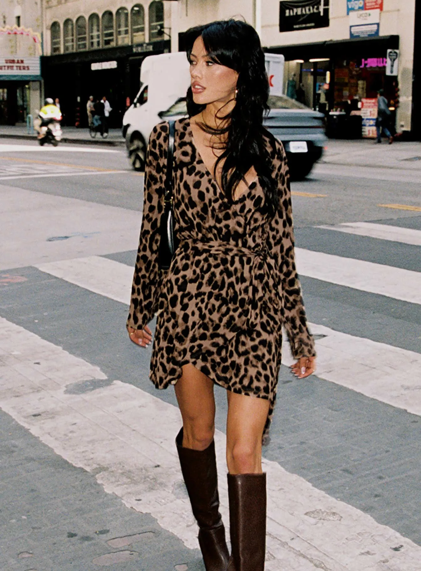 Raquela Wrap Mini Dress Leopard