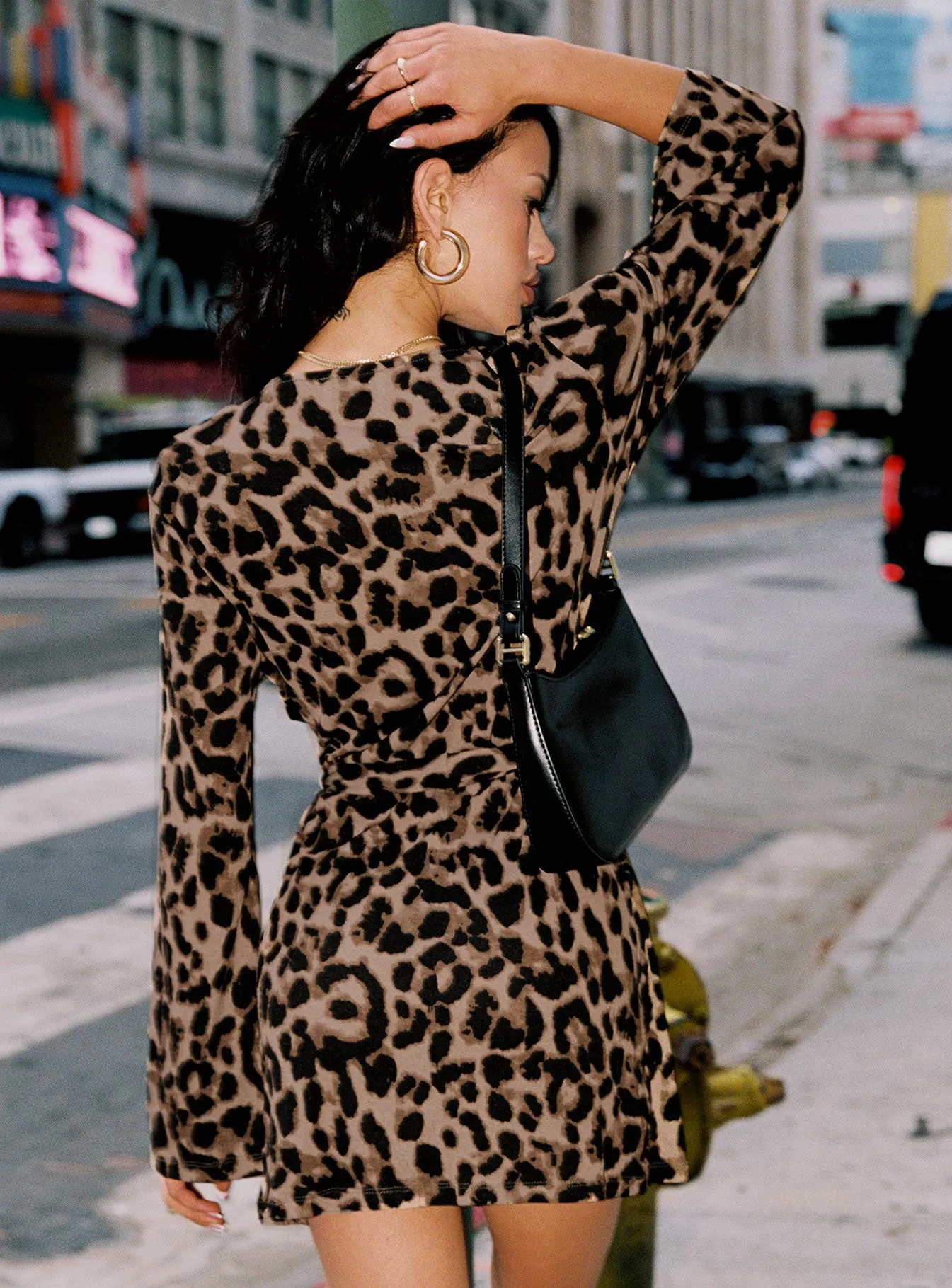 Raquela Wrap Mini Dress Leopard