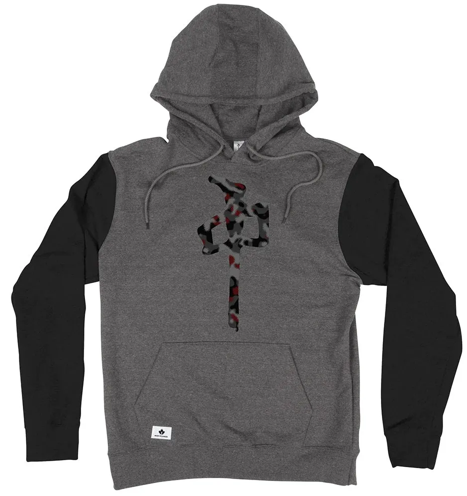 RDS Two Tone Chung Brushed Camo Hoodie, Charcoal Heather Black