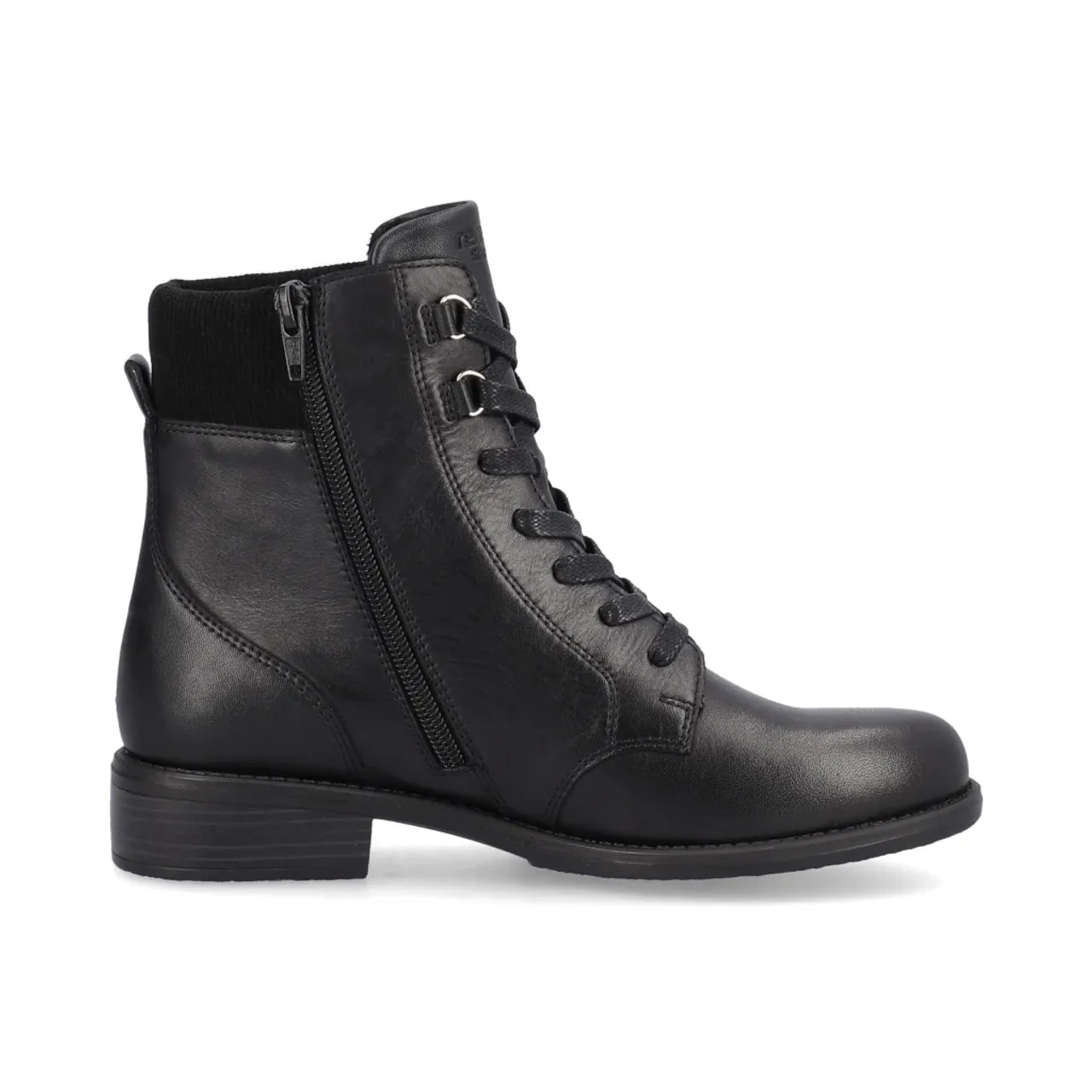 Remonte D0F76-01 Rich Black Ankle Boot With Black Collar