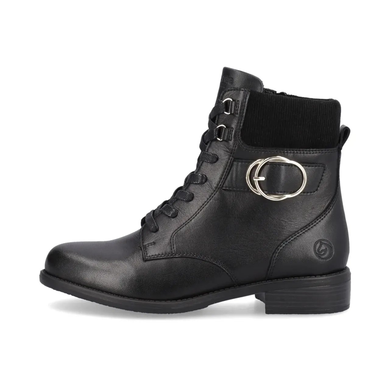 Remonte D0F76-01 Rich Black Ankle Boot With Black Collar