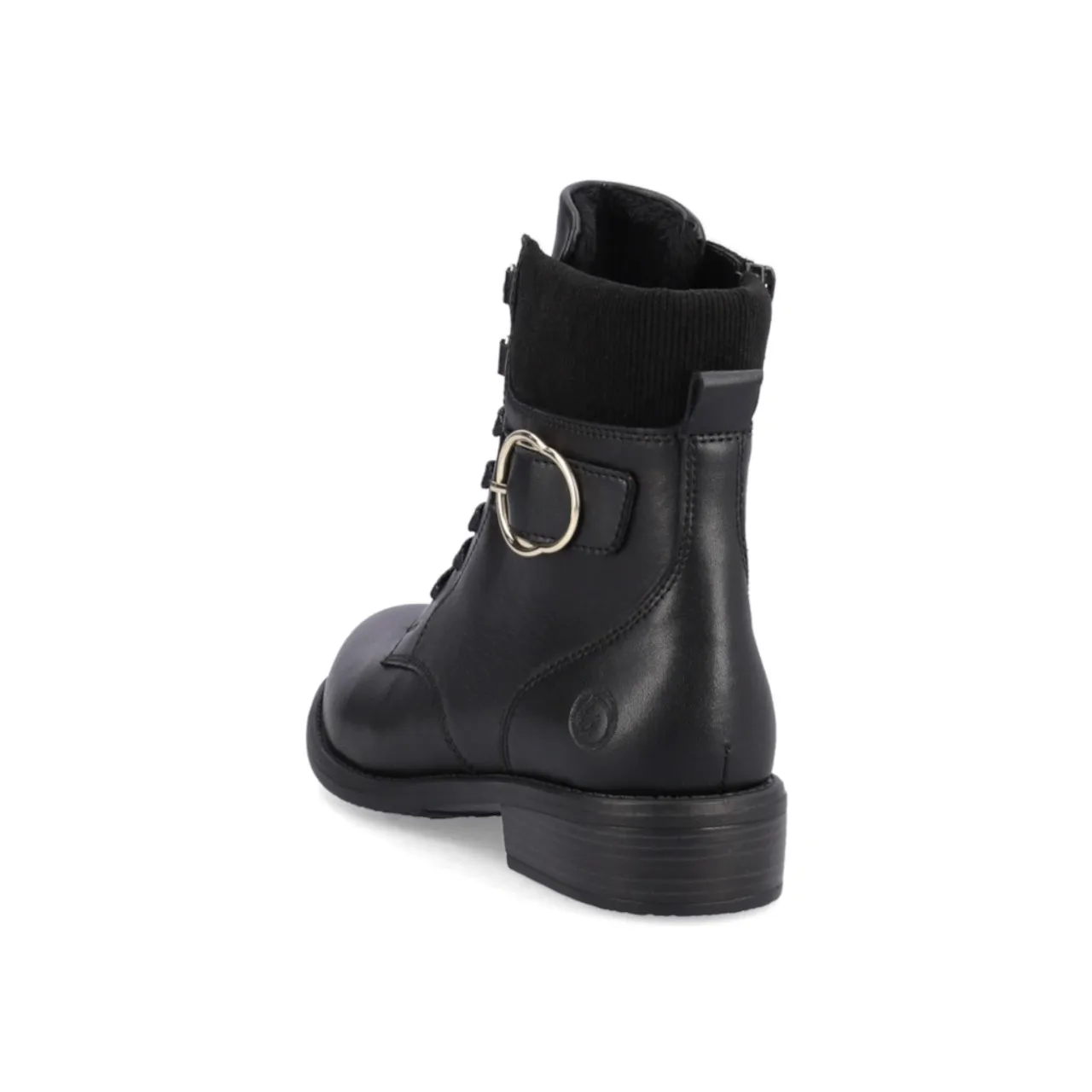 Remonte D0F76-01 Rich Black Ankle Boot With Black Collar