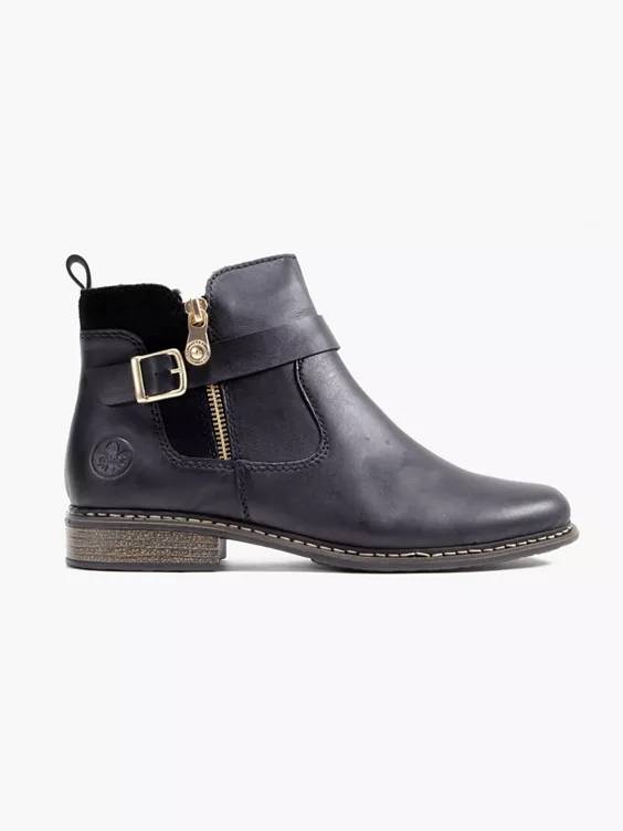 Rieker  Rieker Black Ankle Boot with Outer Zip