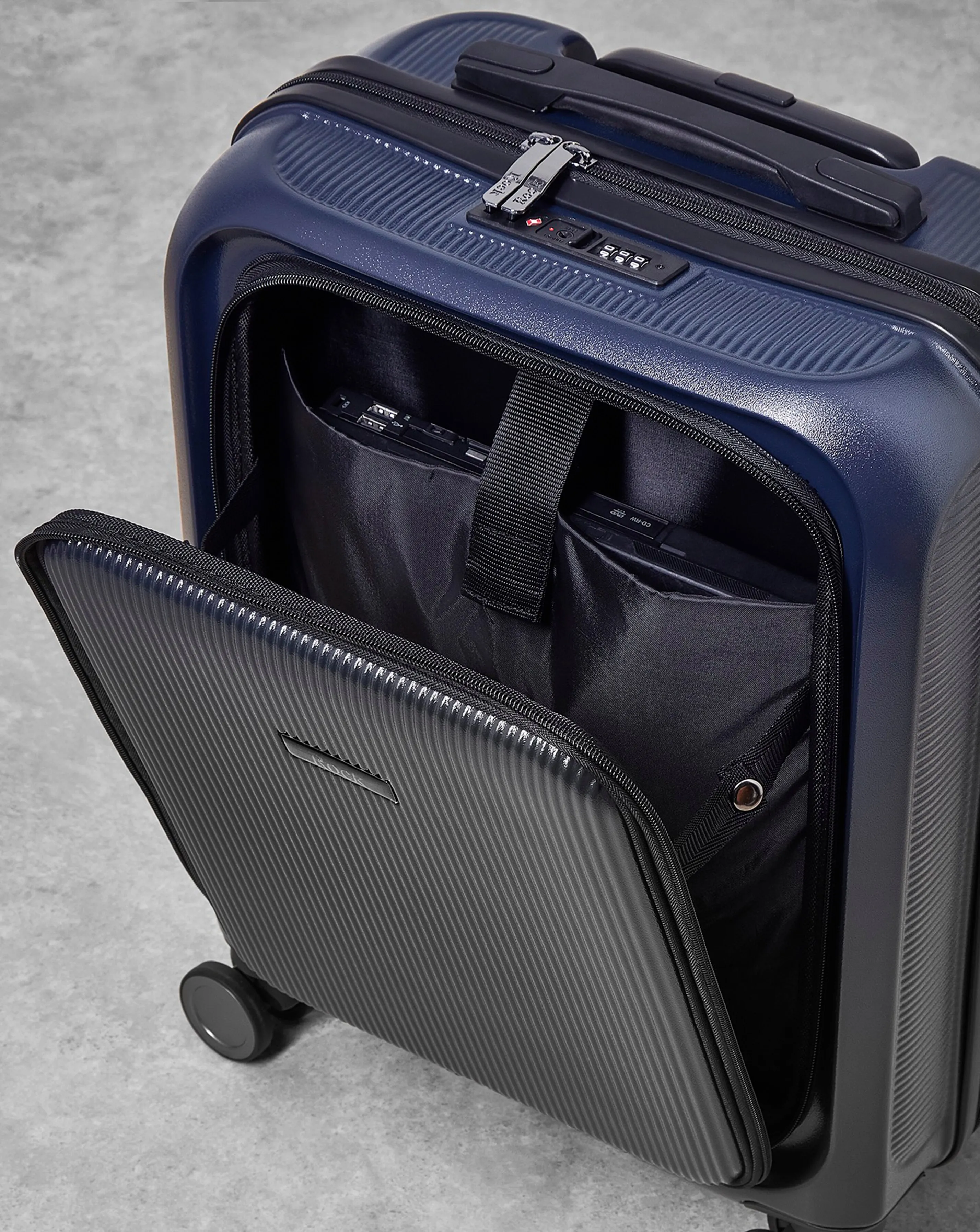 Rock Austin Navy Medium Suitcase | Simply Be