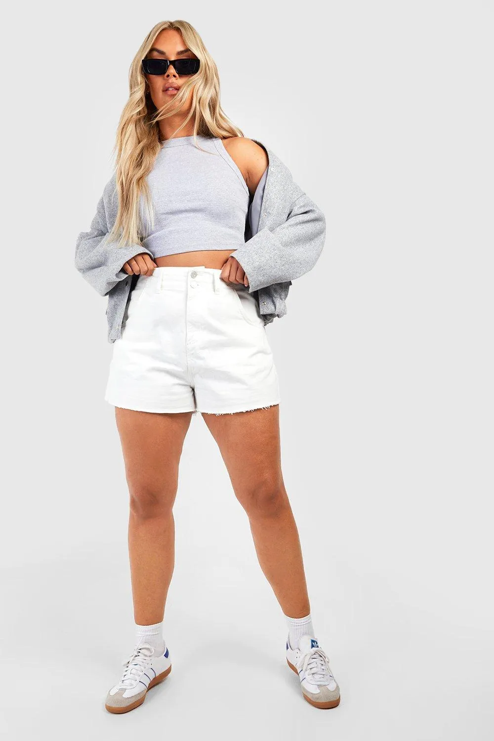 Shorts | Plus Double Button High Waisted Shorts | boohoo