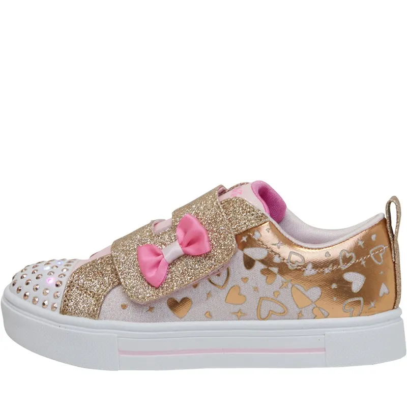 SKECHERS Girls Twinkle Sparks Heather Trainers Light Pink/Rose Gold