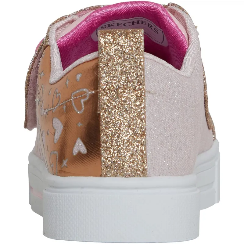 SKECHERS Girls Twinkle Sparks Heather Trainers Light Pink/Rose Gold