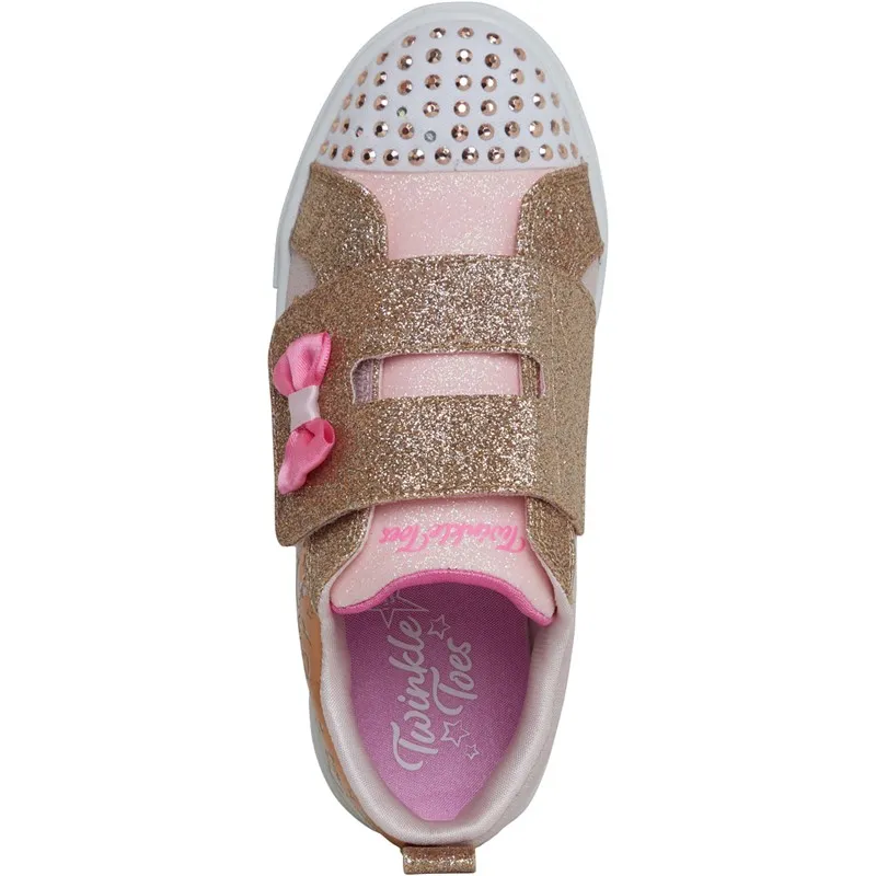 SKECHERS Girls Twinkle Sparks Heather Trainers Light Pink/Rose Gold