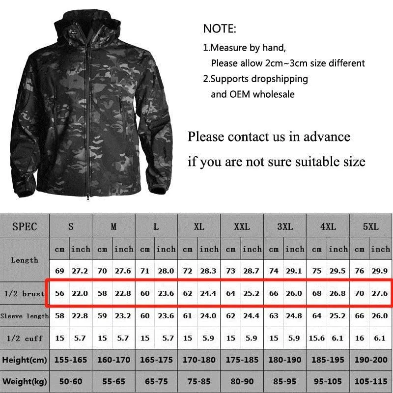 Soft Shell Military Tactical Jacket Men Waterproof Windbreaker