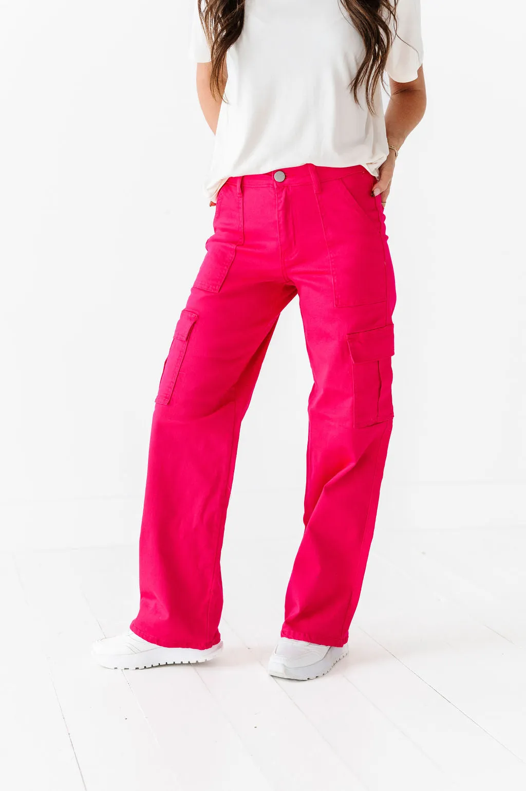 Spencer Cargo Jeans in Magenta - Size XS Left