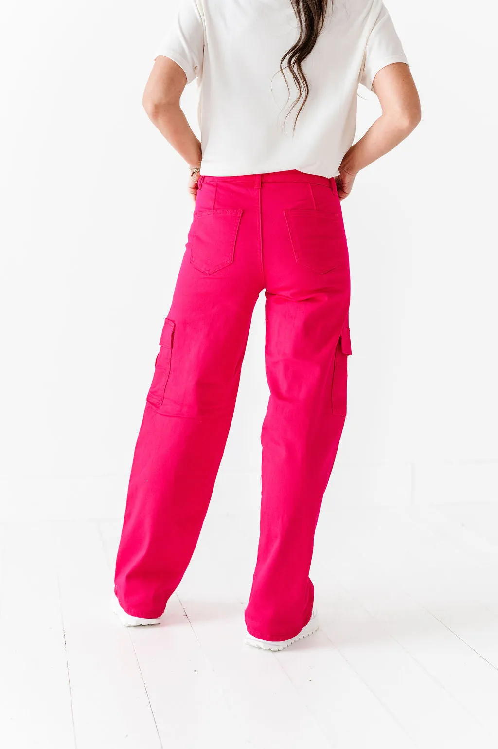 Spencer Cargo Jeans in Magenta - Size XS Left