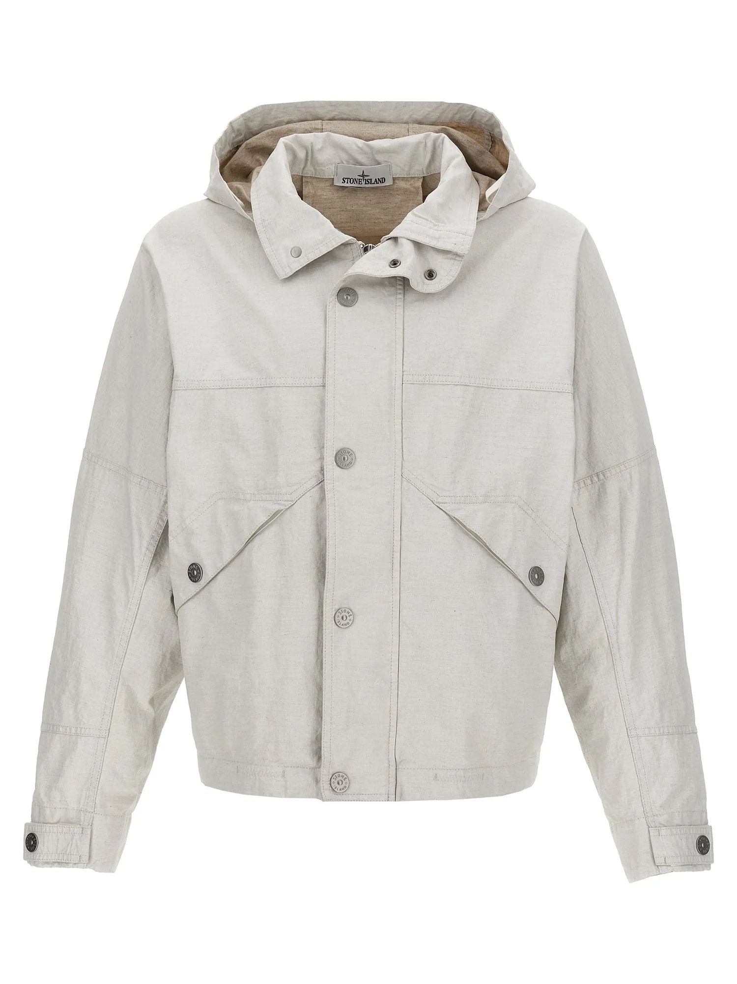 Stone Island    Stone Island 'Raw Plated Linen S.I. Marina' Jacket