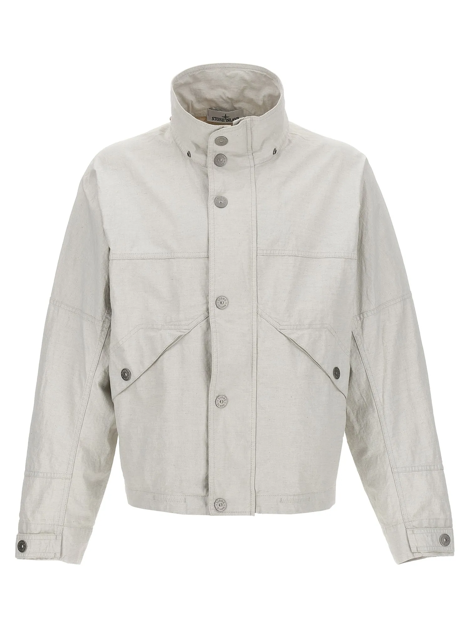 Stone Island    Stone Island 'Raw Plated Linen S.I. Marina' Jacket