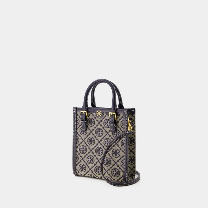 T Monogram Mini Tote - Tory Burch - Cotton - Tory Navy