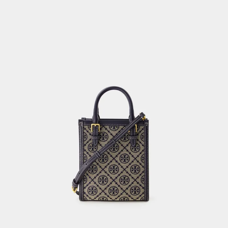 T Monogram Mini Tote - Tory Burch - Cotton - Tory Navy