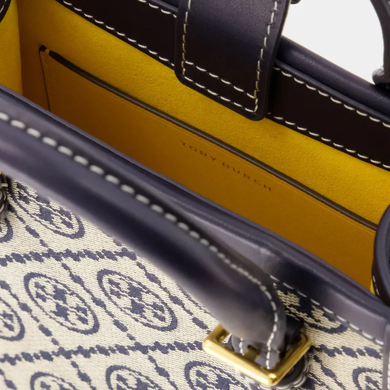 T Monogram Mini Tote - Tory Burch - Cotton - Tory Navy