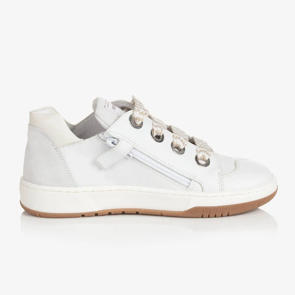 Teen Girls White Leather Trainers