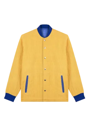 The Burna VII yellow + royal blue bomber jacket