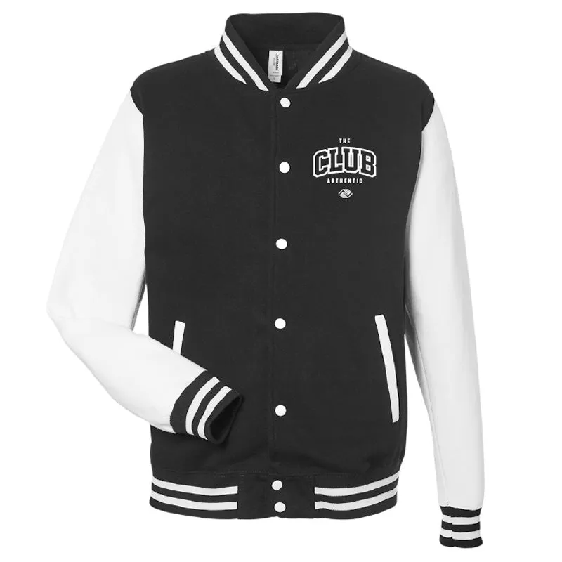 The Club Authentic Letterman Jacket - Jet Black/White