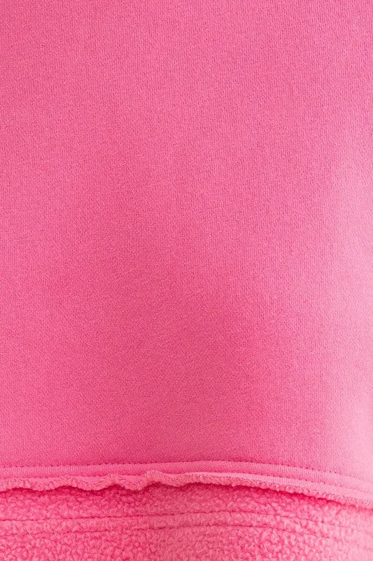 The Hey Barbie Bright Pink French Terry Cropped Pullover