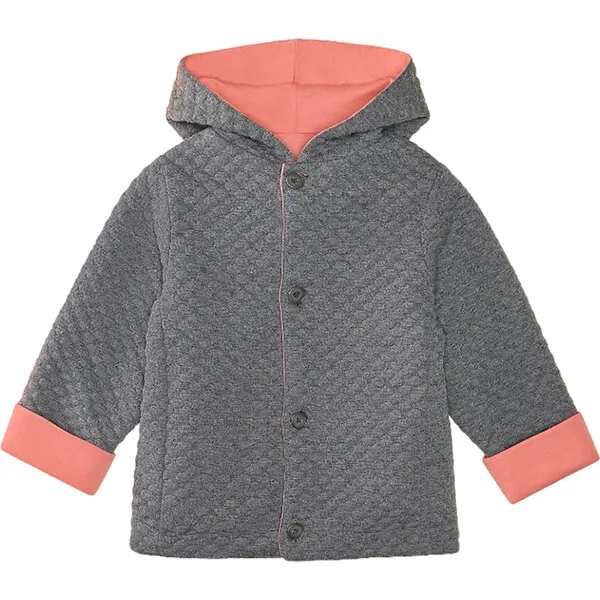 The Sunday Collective Honeycomb Reversible Wide Sleeve Drop Shoulder Jacket, Grey & Pink