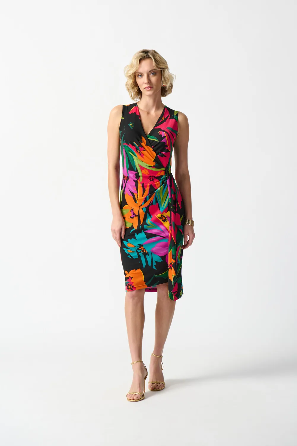 Tropical Print Wrap Front Dress Style 242012