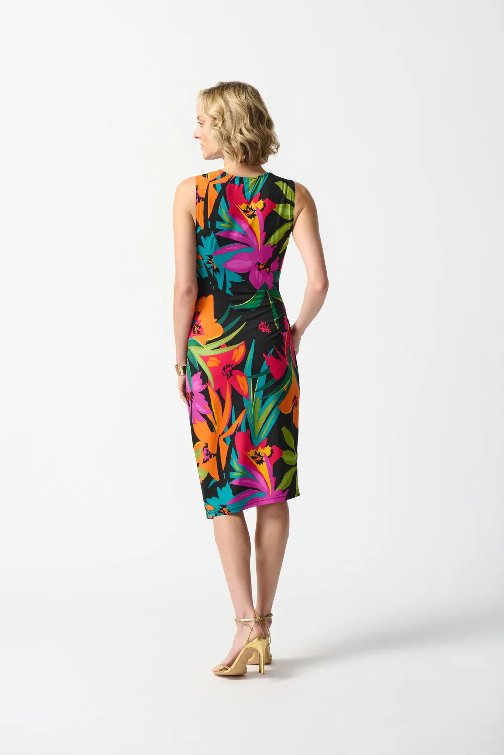 Tropical Print Wrap Front Dress Style 242012