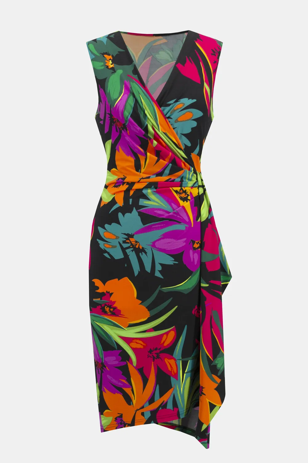 Tropical Print Wrap Front Dress Style 242012