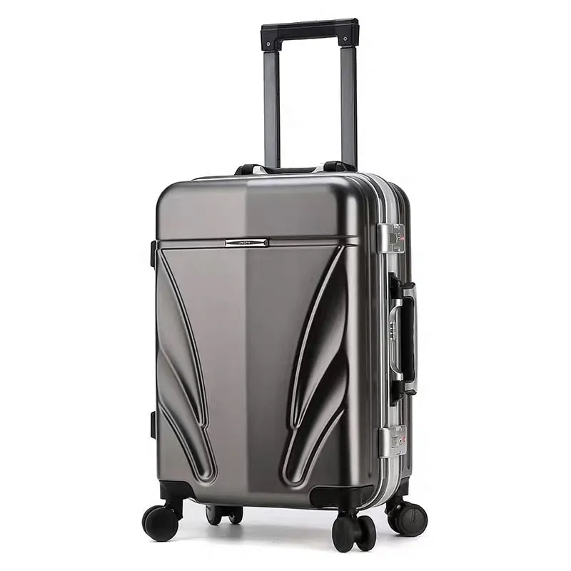 Unisex Luxury Aluminum Frame Boarding Luggage Trolley Suitcase Bags