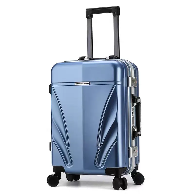 Unisex Luxury Aluminum Frame Boarding Luggage Trolley Suitcase Bags