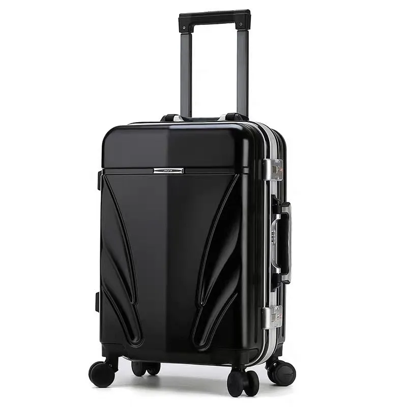 Unisex Luxury Aluminum Frame Boarding Luggage Trolley Suitcase Bags