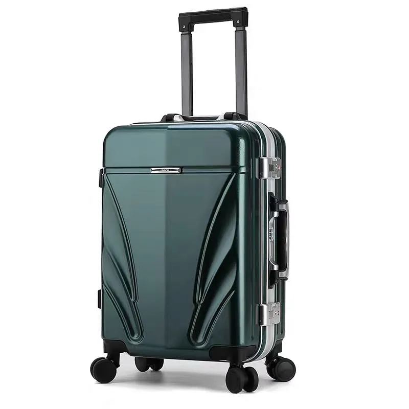 Unisex Luxury Aluminum Frame Boarding Luggage Trolley Suitcase Bags