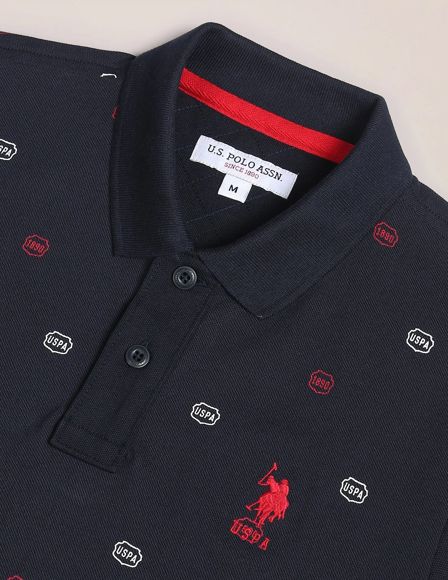 U.S. Polo Assn. All Over Brand Print Cotton Polo Shirt