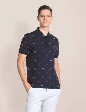 U.S. Polo Assn. All Over Brand Print Cotton Polo Shirt