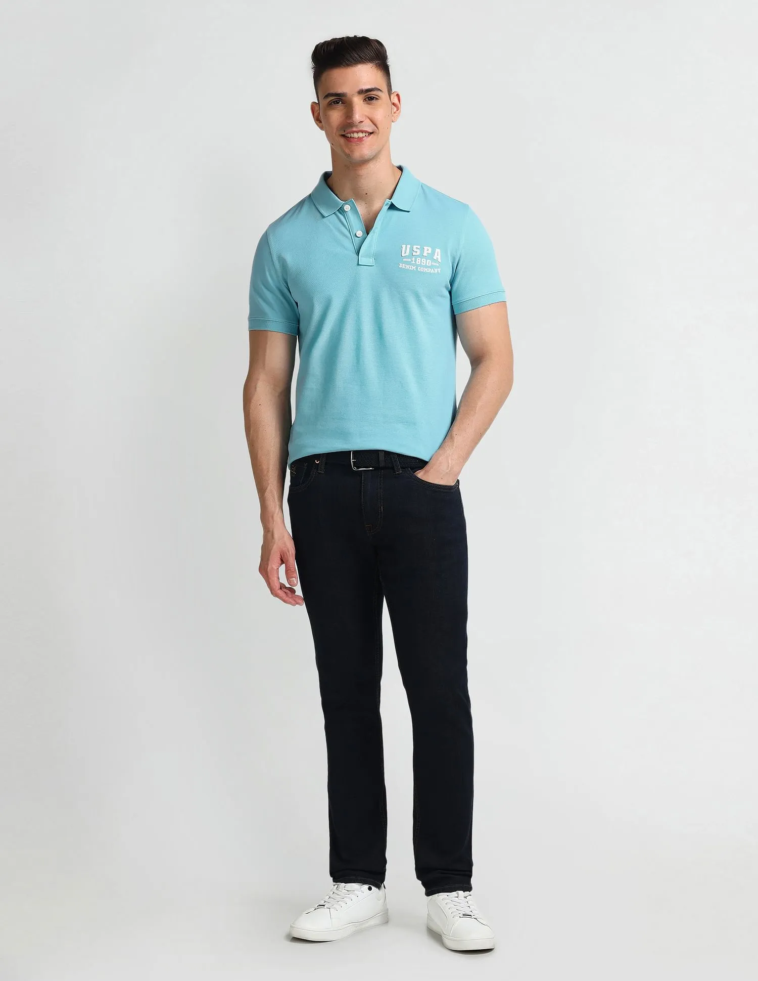 U.S. Polo Assn. Denim Co. Solid Muscle Fit Polo Shirt