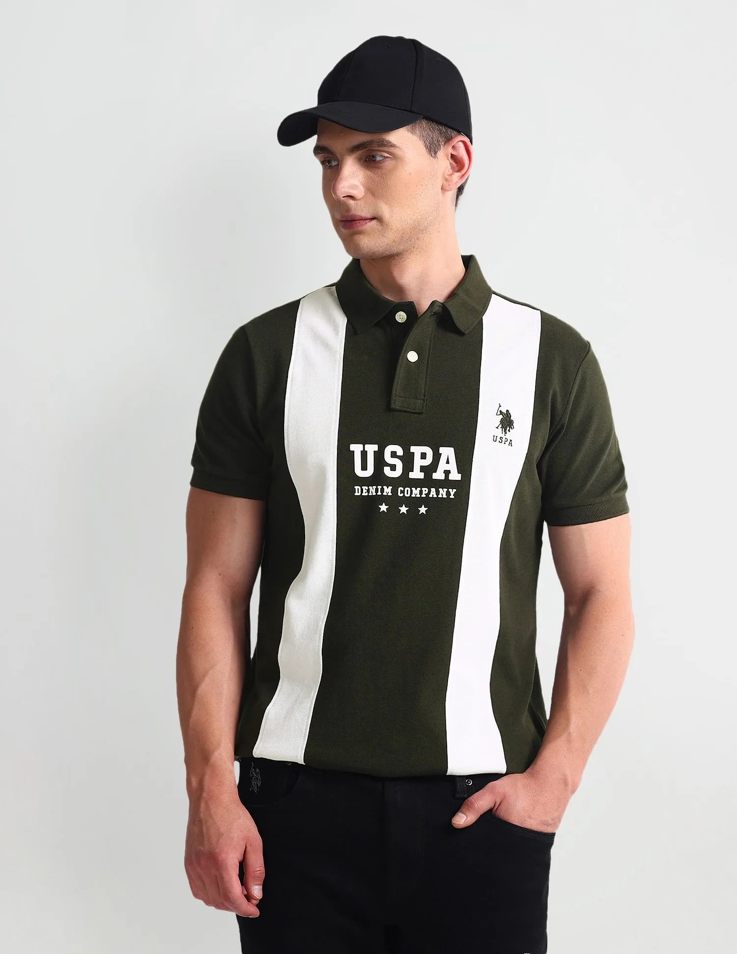 U.S. Polo Assn. Denim Co. Vertical Stripe Muscle Fit Polo Shirt