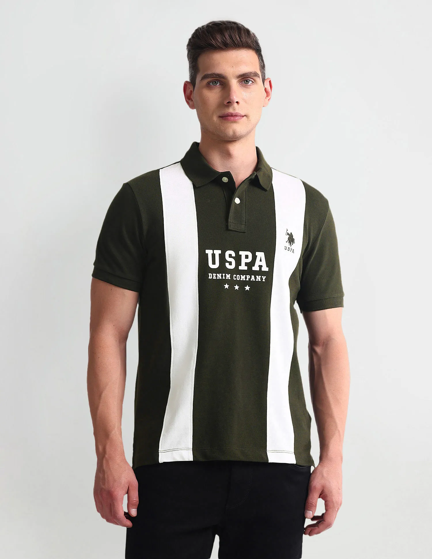 U.S. Polo Assn. Denim Co. Vertical Stripe Muscle Fit Polo Shirt