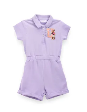 U.S. Polo Assn. Kids Girls Scallop Collar Polo Romper