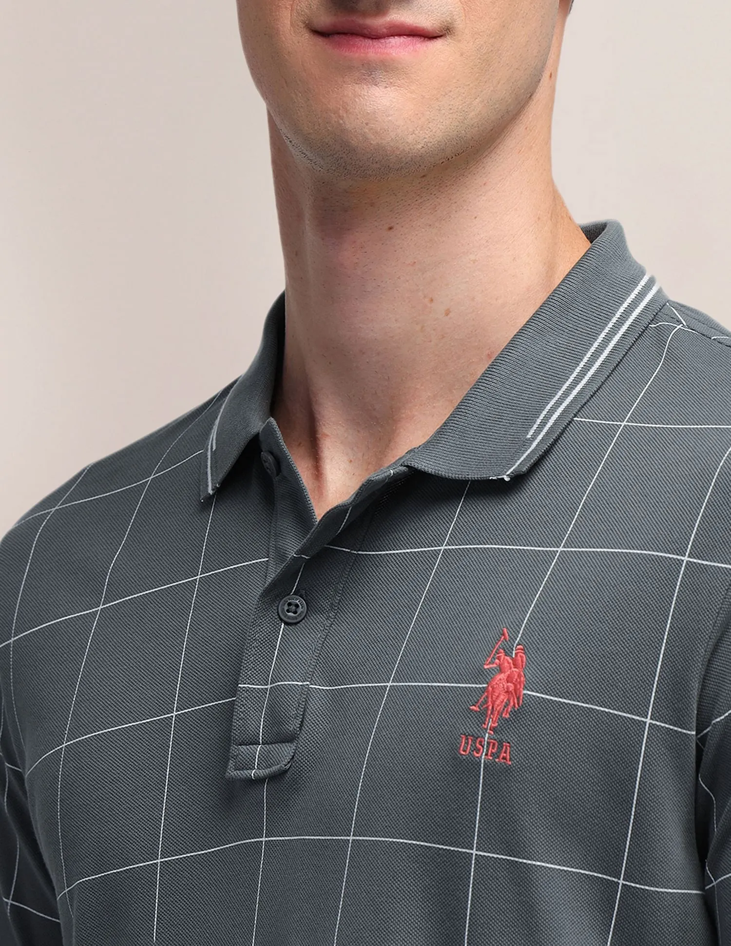 U.S. Polo Assn. Pure Cotton Checked Slim Fit Polo Shirt