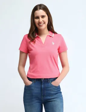 U.S. Polo Assn. Women Tipped Collar Solid Polo Shirt